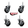Service Caster 35 Inch Thermoplastic  Rubber Wheel Swivel 58 Inch Threaded Stem Caster Set 2 Brakes SCC SCC-TS20S3514-TPRB-58212-2-TLB-2